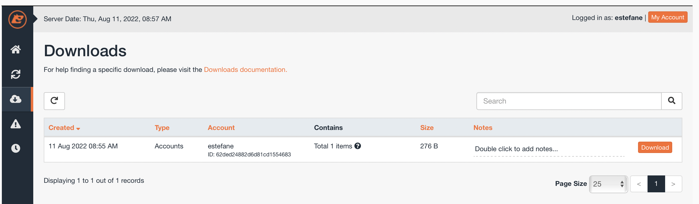 JetBackup 5 - View Downloads : How To View Download History