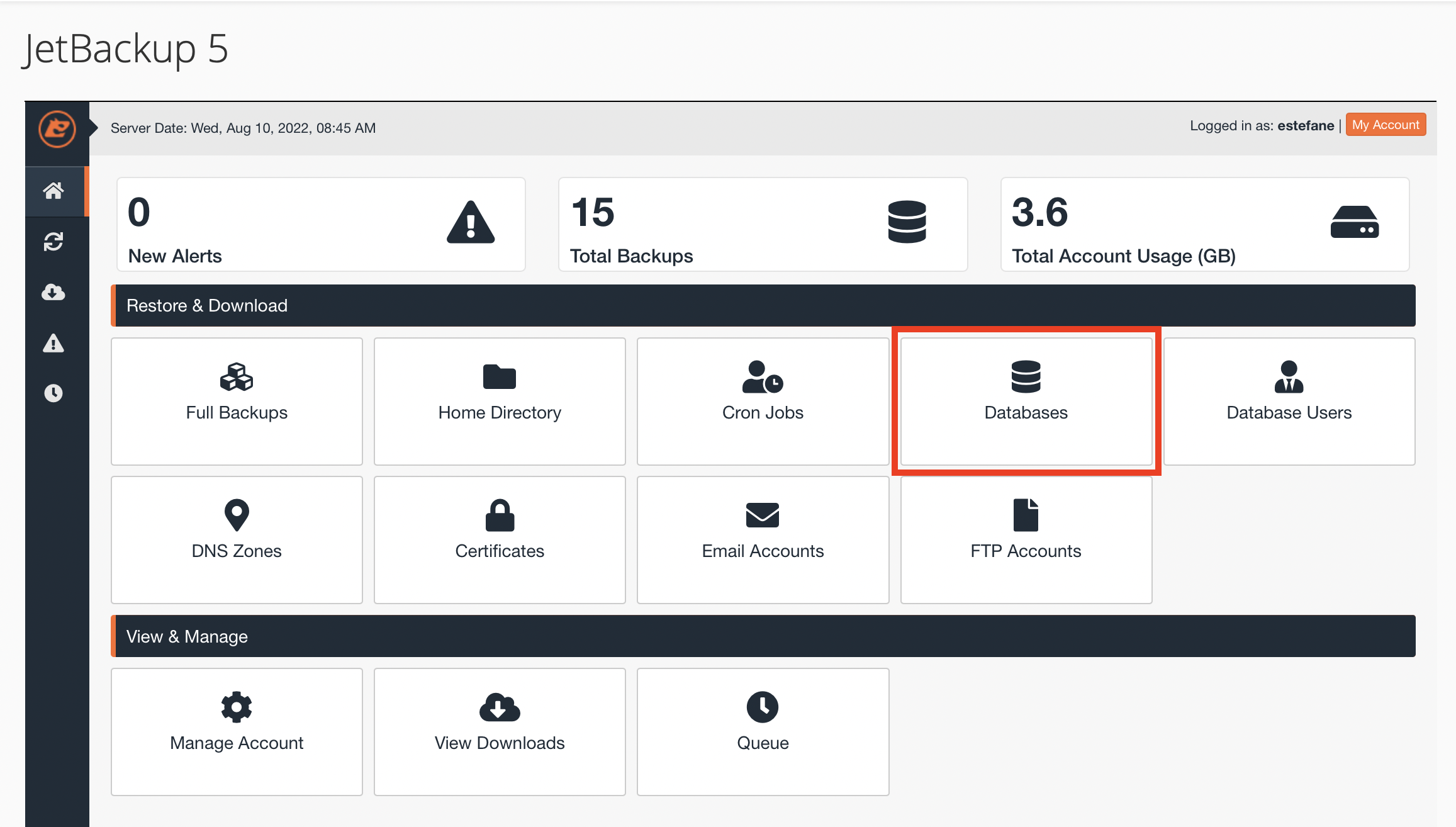 JetBackup 5 - Databases : Cómo Restaurar Una Base De Datos