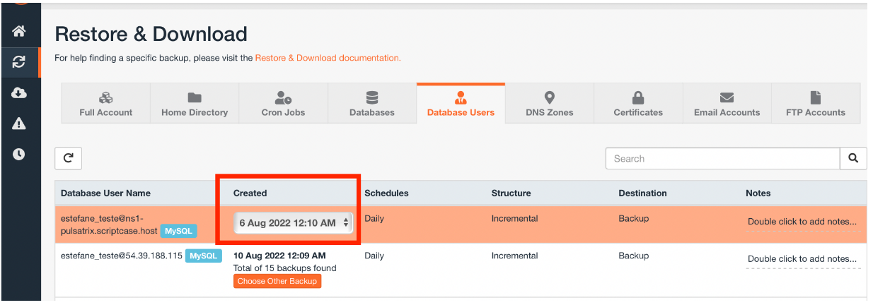 JetBackup 5 - Database Users : How To Restore A Database User